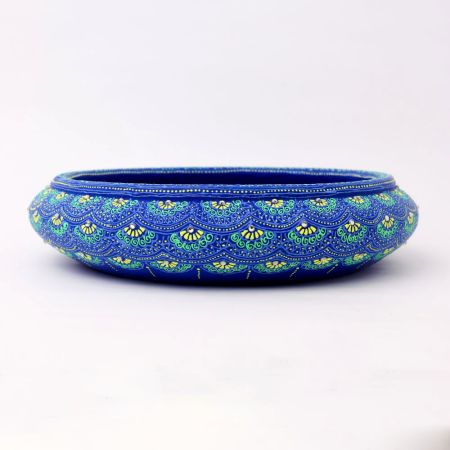 Handcrafted Blue Terracotta Urli with Golden Motifs